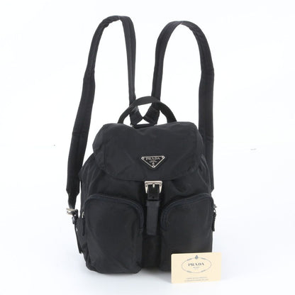 Prada White Tag with Tessuto Nylon Triangle Logo Leather Backpack