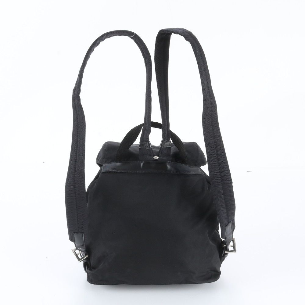 Prada White Tag with Tessuto Nylon Triangle Logo Leather Backpack — view 4