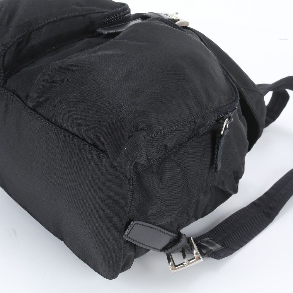 Prada White Tag with Tessuto Nylon Triangle Logo Leather Backpack — view 5