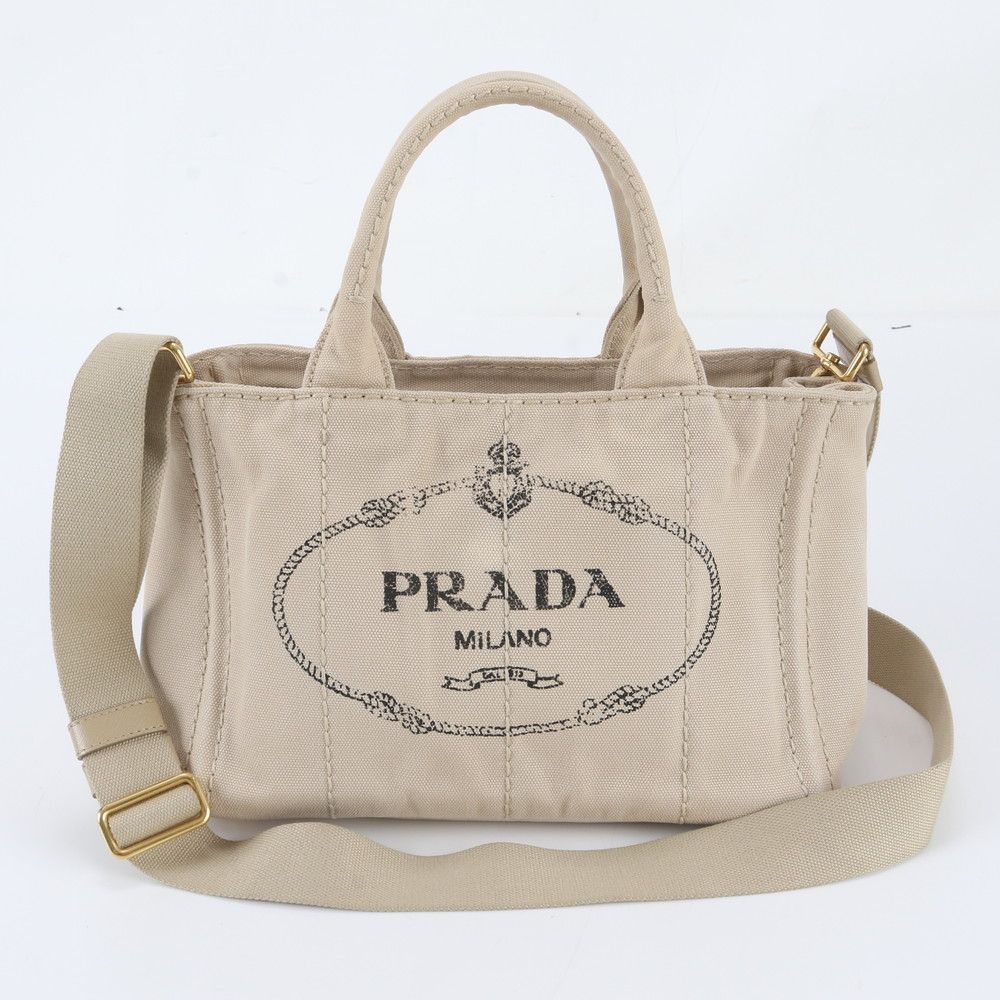 Prada Canapa Triangle Logo Leather 2-Way Shoulder Bag Crossbody
