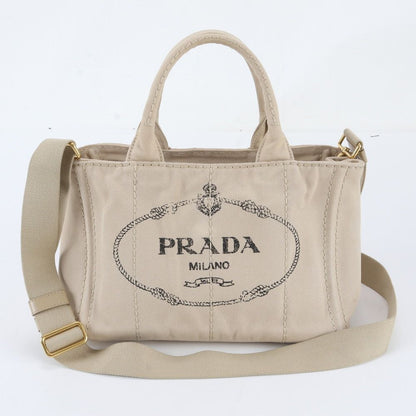 Prada Canapa Triangle Logo Leather 2-Way Shoulder Bag Crossbody