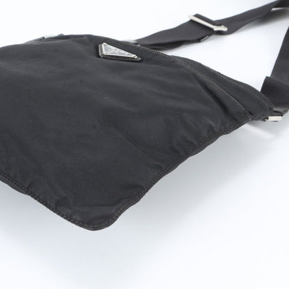 Prada White Tag Tessuto Nylon Triangle Logo Leather Shoulder Bag — view 4
