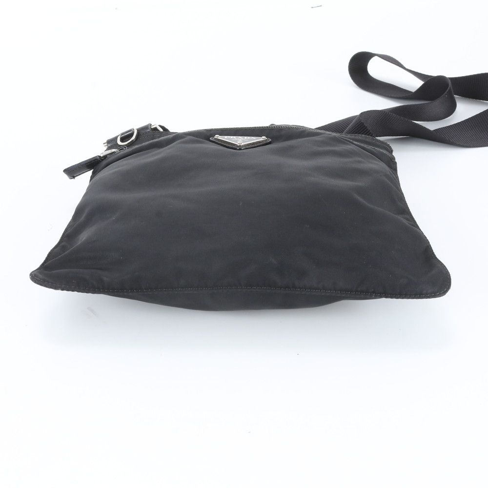 Prada White Tag Tessuto Nylon Triangle Logo Leather Shoulder Bag — view 5