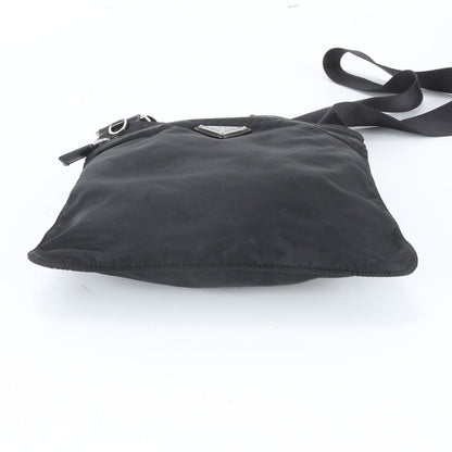 Prada White Tag Tessuto Nylon Triangle Logo Leather Shoulder Bag — view 5