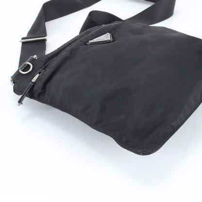Prada White Tag Tessuto Nylon Triangle Logo Leather Shoulder Bag — view 6