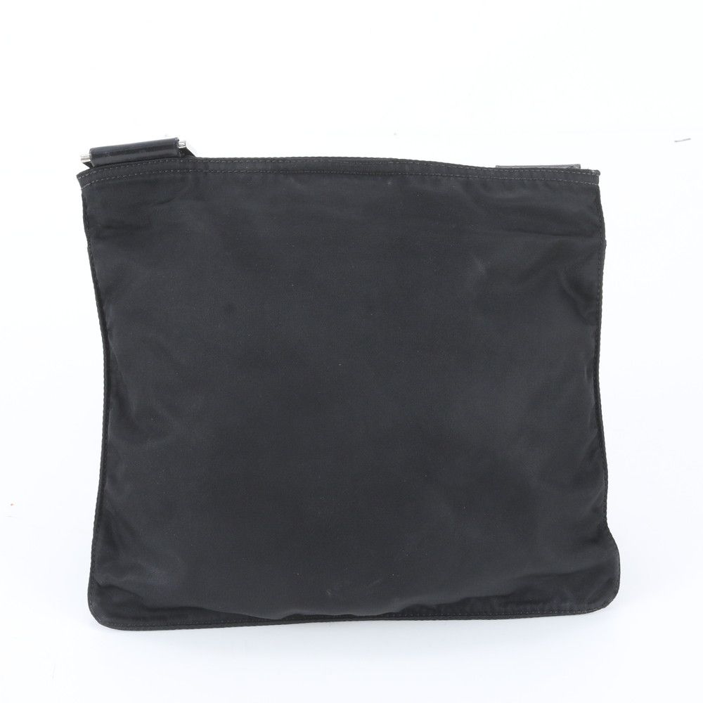 Prada White Tag Tessuto Nylon Triangle Logo Leather Shoulder Bag — view 3