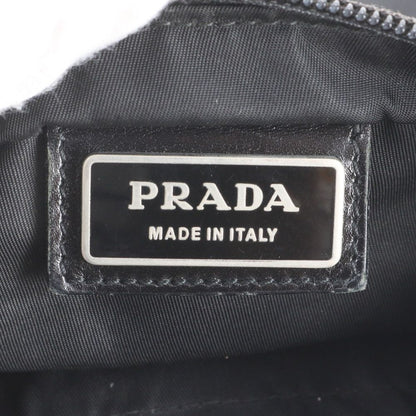 Prada White Tag Tessuto Nylon Triangle Logo Leather Shoulder Bag — view 8