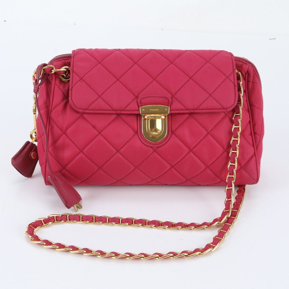 Prada White Tag Quilted Leather 2-Way Chain Shoulder Bag Crossbody