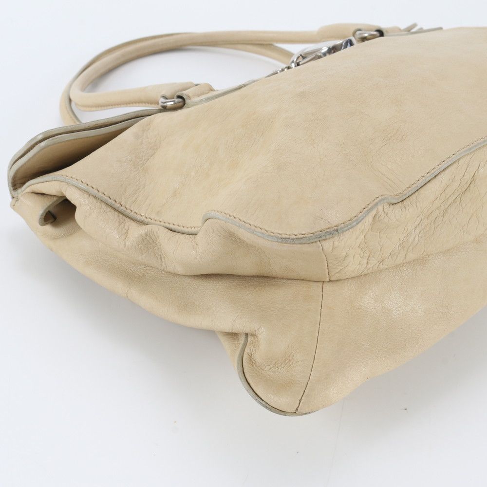 Prada White Tag Triangle Logo Leather Tote — view 6