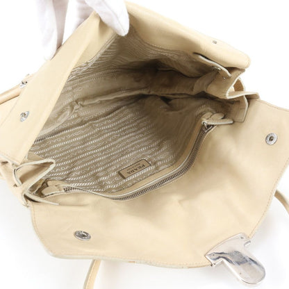 Prada White Tag Triangle Logo Leather Tote — view 7