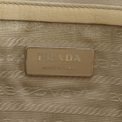 Prada White Tag Triangle Logo Leather Tote — view 8
