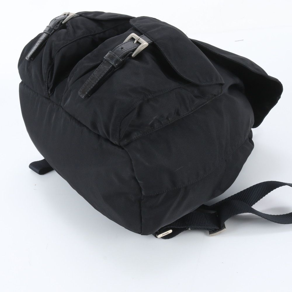 Prada White Tag Tessuto Nylon Triangle Logo Leather Backpack — view 4