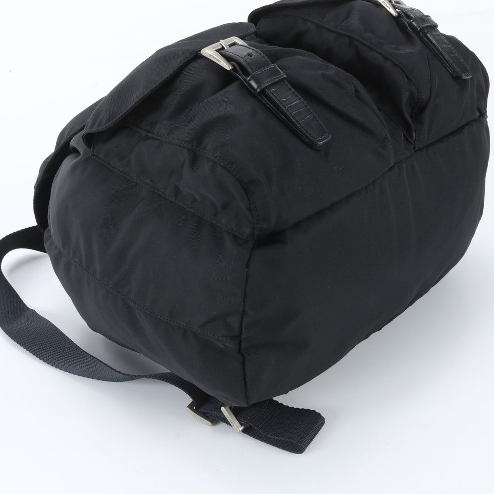 Prada White Tag Tessuto Nylon Triangle Logo Leather Backpack — view 5
