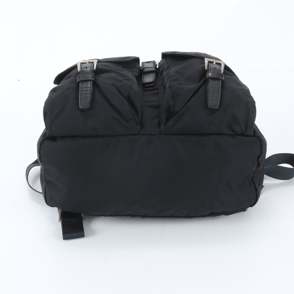 Prada White Tag Tessuto Nylon Triangle Logo Leather Backpack — view 6