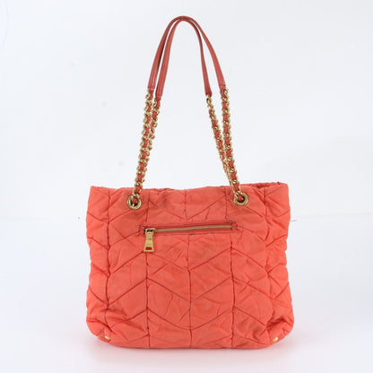 Prada Tessuto Nylon Leather Triangle Logo Chain Shoulder Tote — view 3