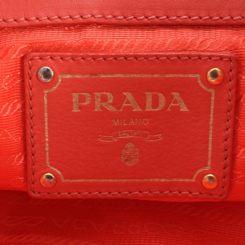 Prada Tessuto Nylon Leather Triangle Logo Chain Shoulder Tote — view 8