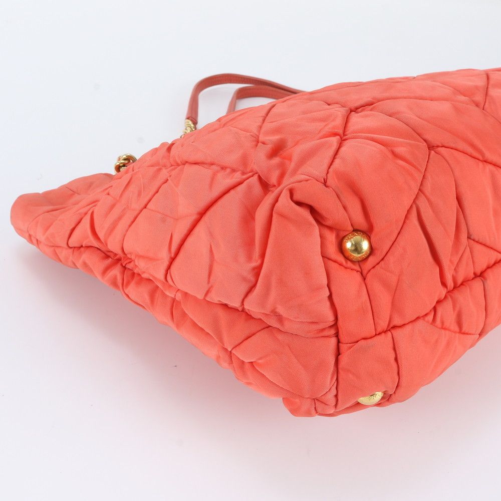 Prada Tessuto Nylon Leather Triangle Logo Chain Shoulder Tote — view 6