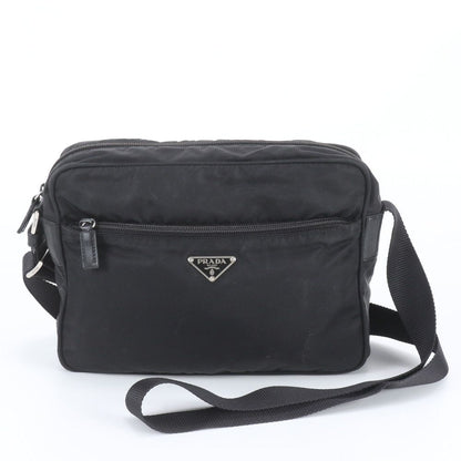 Prada White Tag Tessuto Nylon Triangle Logo Leather Shoulder Bag