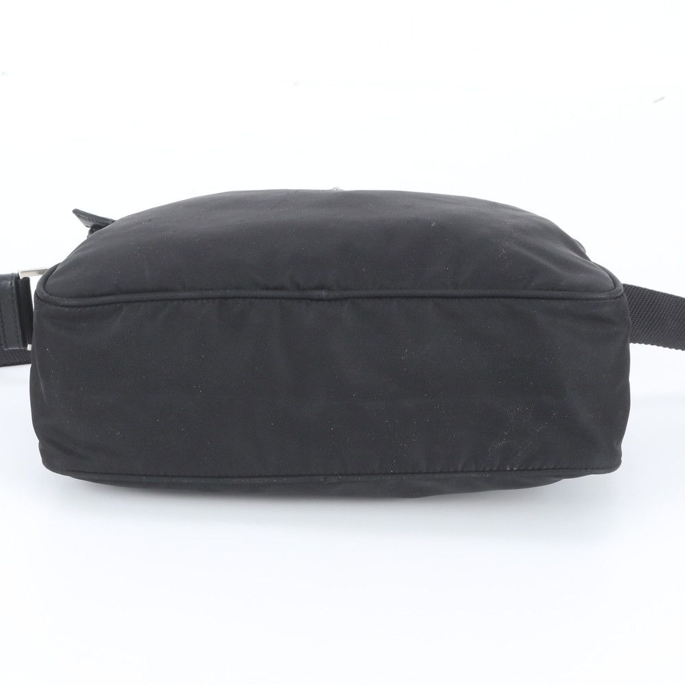 Prada White Tag Tessuto Nylon Triangle Logo Leather Shoulder Bag — view 6