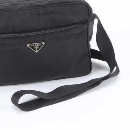 Prada White Tag Tessuto Nylon Triangle Logo Leather Shoulder Bag — view 2