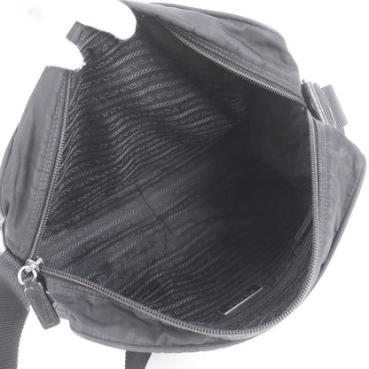 Prada White Tag Tessuto Nylon Triangle Logo Leather Shoulder Bag — view 7