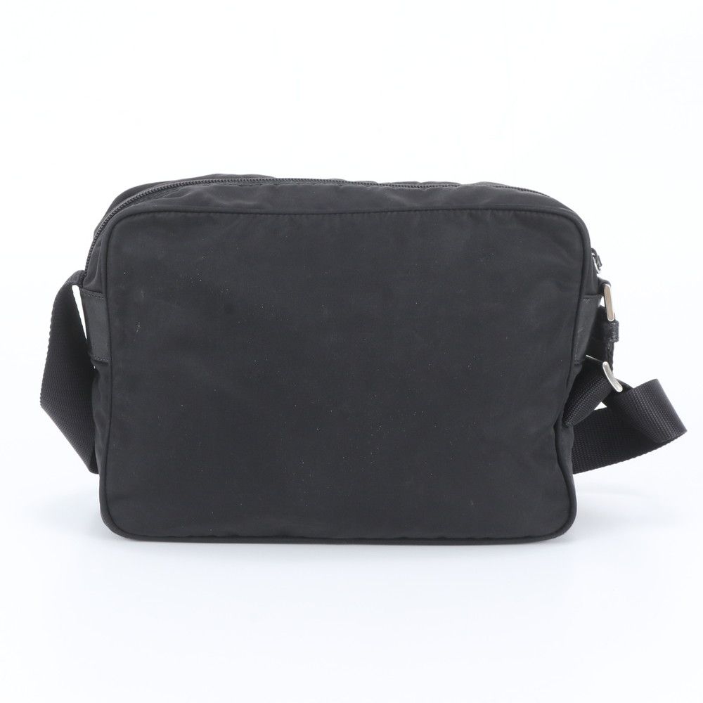 Prada White Tag Tessuto Nylon Triangle Logo Leather Shoulder Bag — view 3