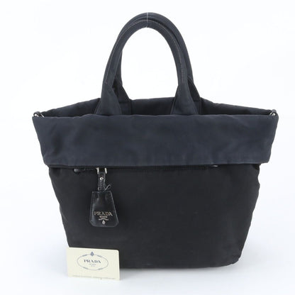 Prada Tessuto Nylon Leather Triangle Logo Reversible 2-Way Tote