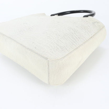 Prada White Tag Triangle Logo Calf Hair Tote — view 4