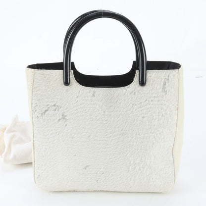 Prada White Tag Triangle Logo Calf Hair Tote
