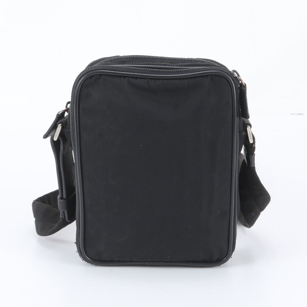Prada White Tag with Tessuto Nylon Triangle Logo Leather Shoulder Bag — view 3