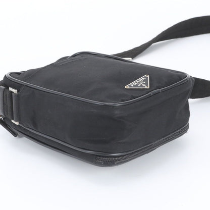 Prada White Tag with Tessuto Nylon Triangle Logo Leather Shoulder Bag — view 5