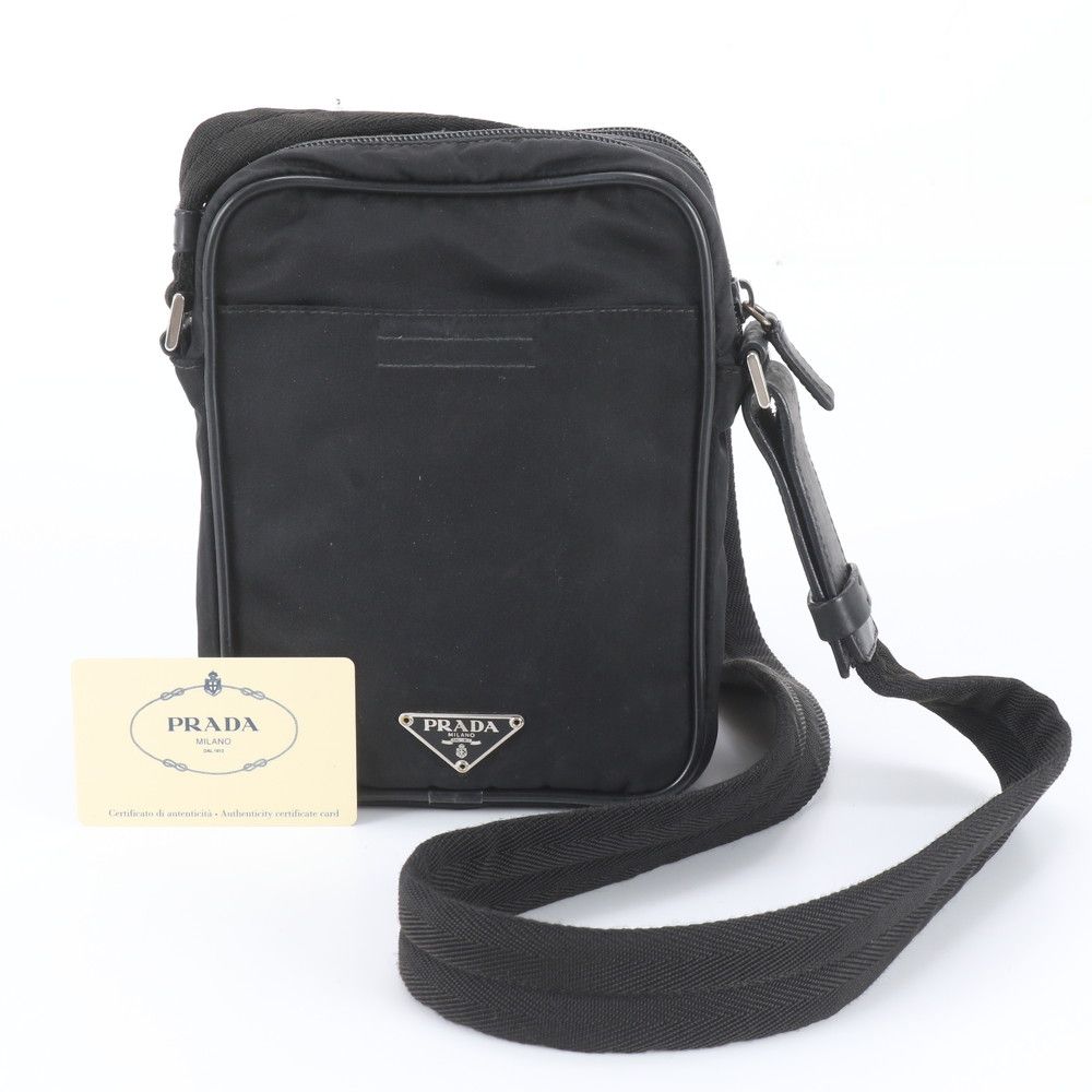 Prada White Tag with Tessuto Nylon Triangle Logo Leather Shoulder Bag