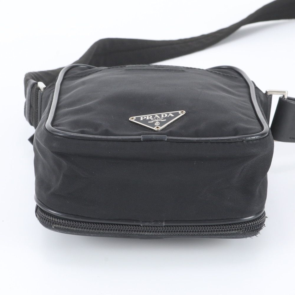 Prada White Tag with Tessuto Nylon Triangle Logo Leather Shoulder Bag — view 6