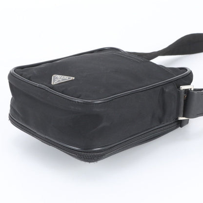 Prada White Tag with Tessuto Nylon Triangle Logo Leather Shoulder Bag — view 4