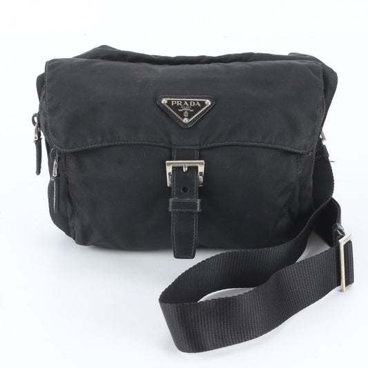 Prada White Tag Tessuto Nylon Triangle Logo Leather Shoulder Bag Messenger