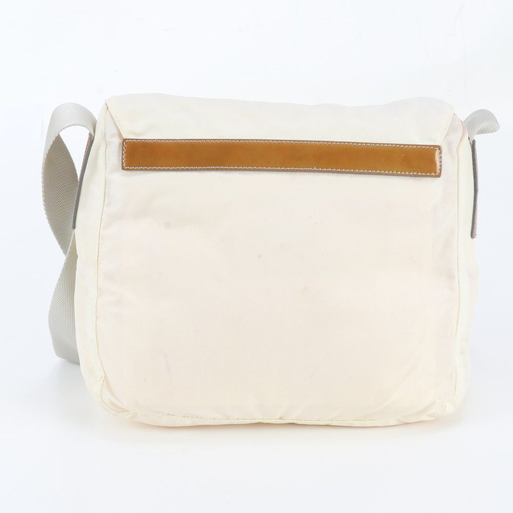 Prada White Tag Tessuto Nylon Triangle Logo Leather Shoulder Bag — view 3