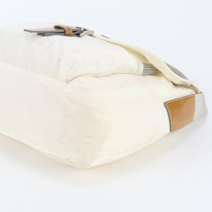 Prada White Tag Tessuto Nylon Triangle Logo Leather Shoulder Bag — view 4