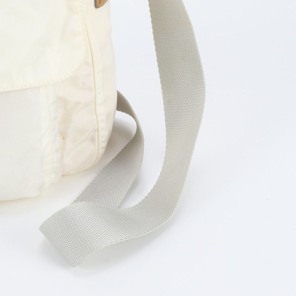 Prada White Tag Tessuto Nylon Triangle Logo Leather Shoulder Bag — view 2