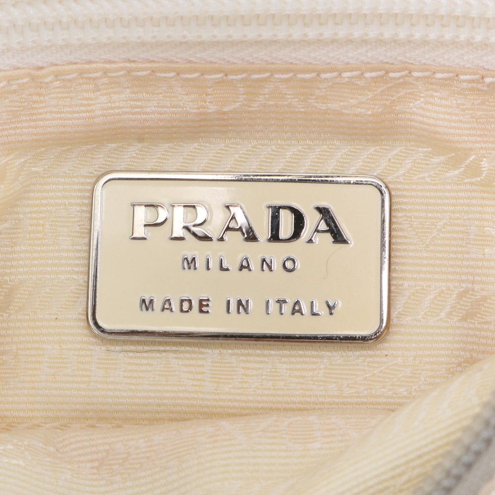 Prada White Tag Tessuto Nylon Triangle Logo Leather Shoulder Bag — view 8