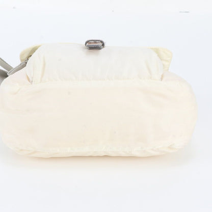 Prada White Tag Tessuto Nylon Triangle Logo Leather Shoulder Bag — view 6