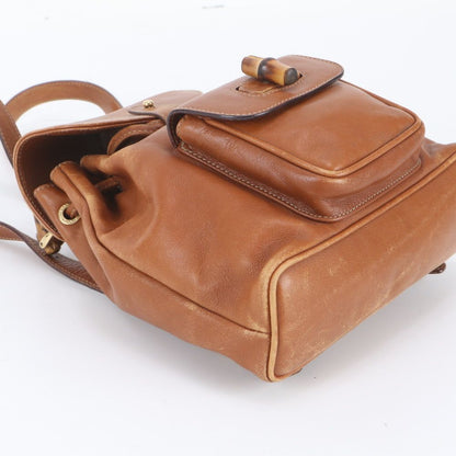 Gucci Vintage Bamboo Leather Backpack Shoulder Bag — view 5