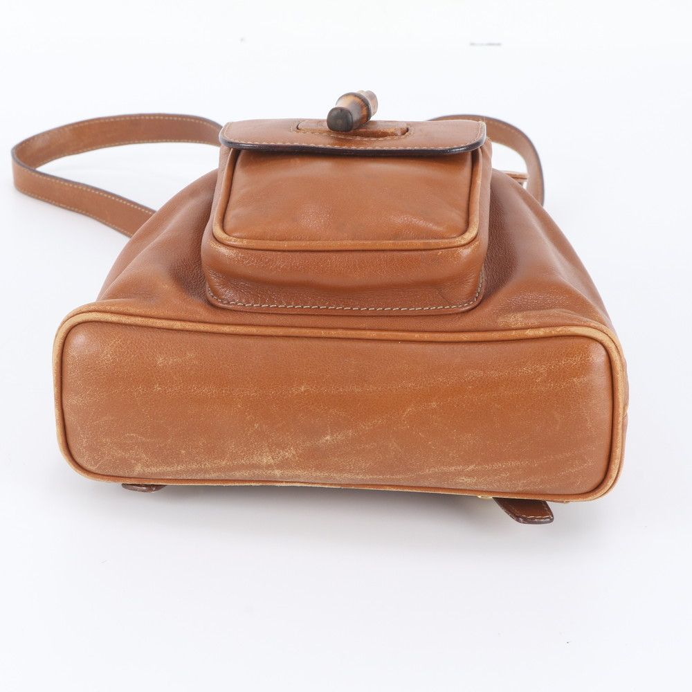 Gucci Vintage Bamboo Leather Backpack Shoulder Bag — view 6
