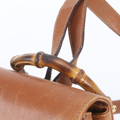 Gucci Vintage Bamboo Leather Backpack Shoulder Bag — view 2