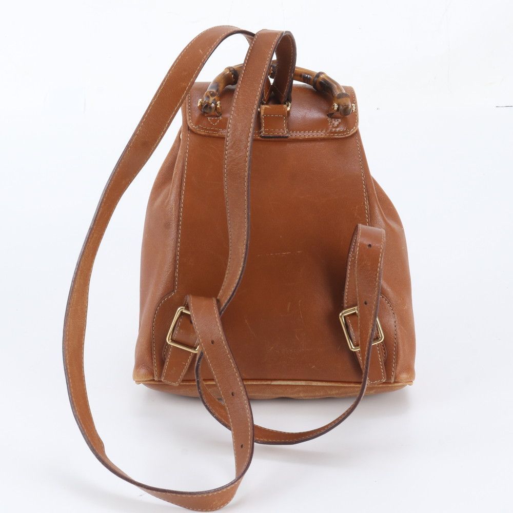 Gucci Vintage Bamboo Leather Backpack Shoulder Bag — view 3