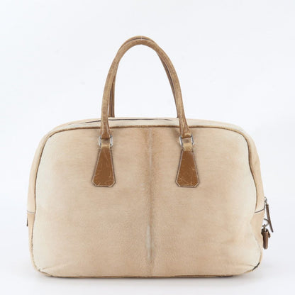 Prada White Tag with Calf Hair Leather Boston Bag — view 3
