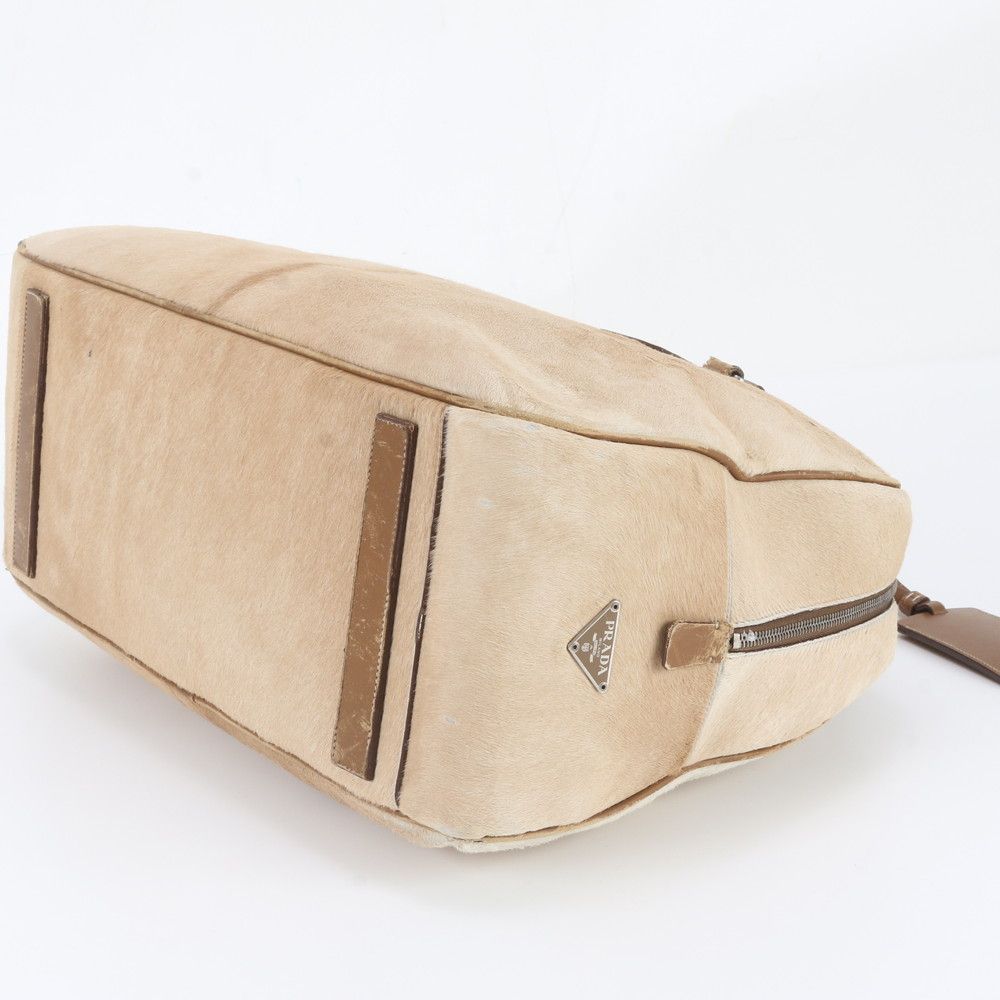 Prada White Tag with Calf Hair Leather Boston Bag — view 4