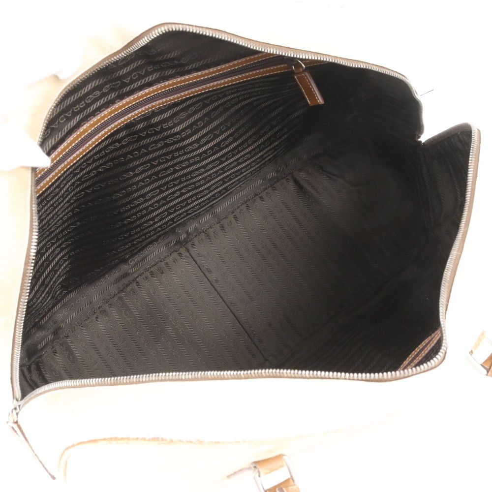 Prada White Tag with Calf Hair Leather Boston Bag — view 7