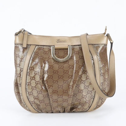 Gucci GG Crystal Abbey Leather Shoulder Bag Crossbody Brown