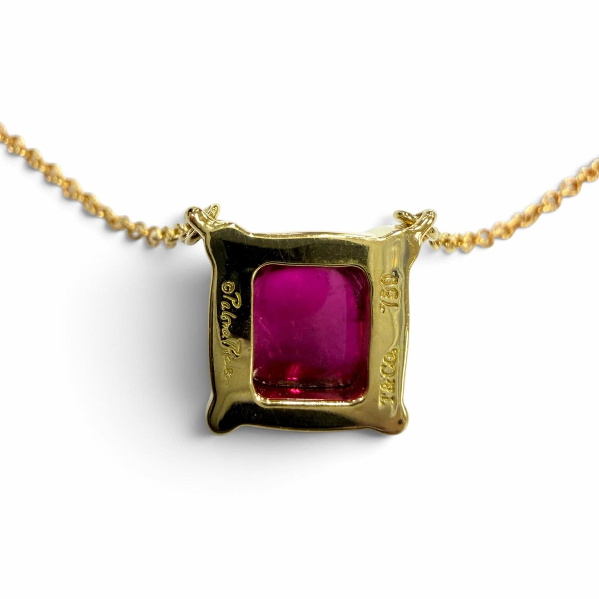 Tiffany & Co Sugar Stack Tourmaline Necklace Yellow Gold Pink — view 5