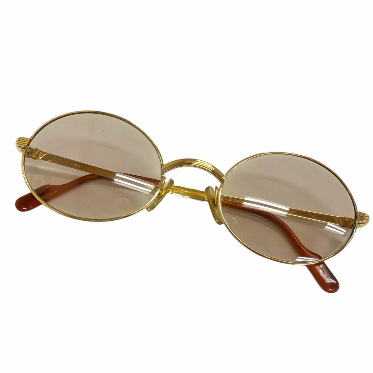 Cartier Vintage Solobonne Oval Sunglasses Eyewear Gold Brown 53 22 Prescription